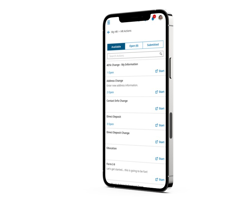 Centrally HR Employee HR Actions on Mobile Image